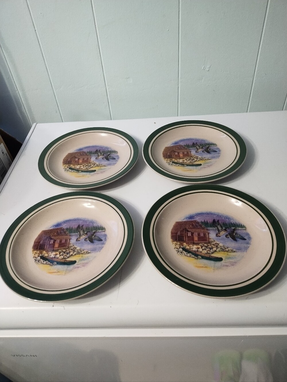Discontinued Cabela's Folk Craft "The Cabin" Salad Plates - Set of 4
